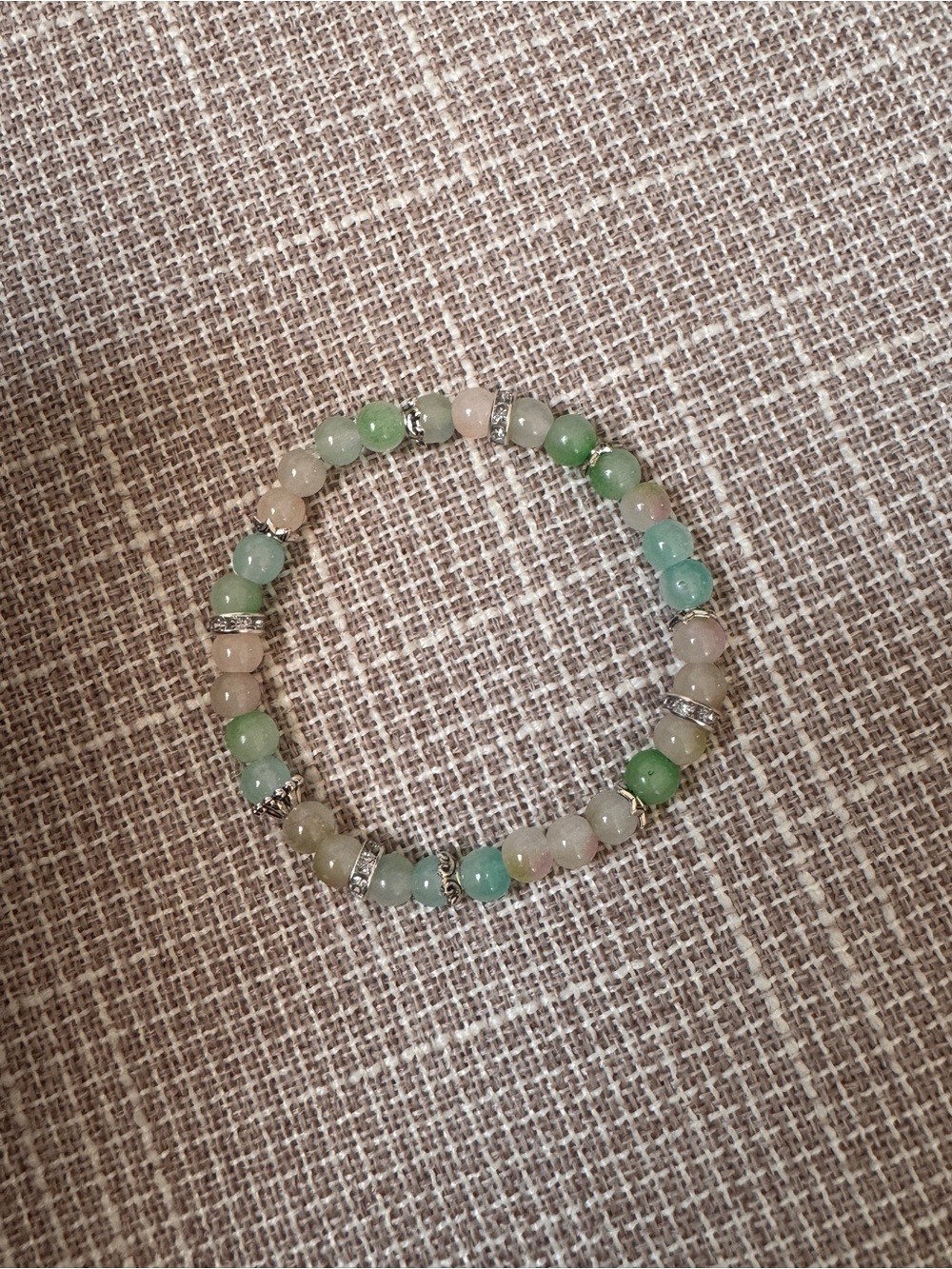 Natural Green Jade Bead Stretch Bracelet - Women Jewelry